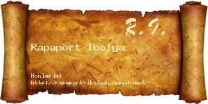 Rapaport Ibolya névjegykártya
